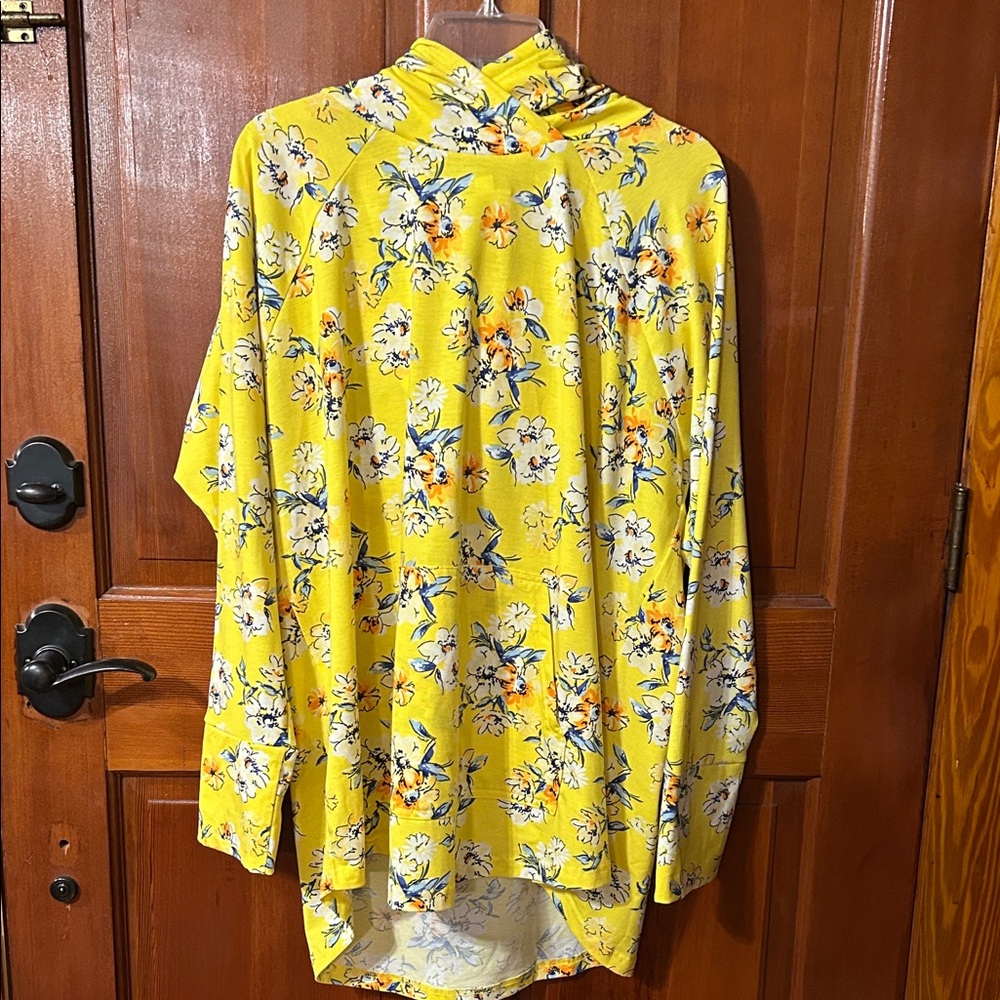 LuLaRoe Yellow and Blue Floral Top